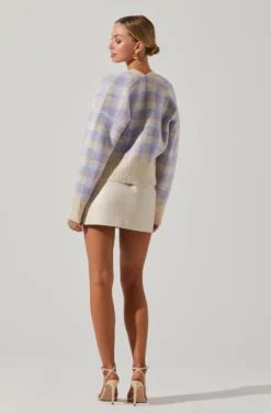 Belmont Plaid Cardigan -Barbie Clothing Shop ACT17362 LILACPLAID 4 scaled