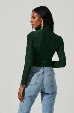 Crane Metallic Cutout Long Sleeve Top -Barbie Clothing Shop ACT17378 GREENMETALLIC 4 scaled