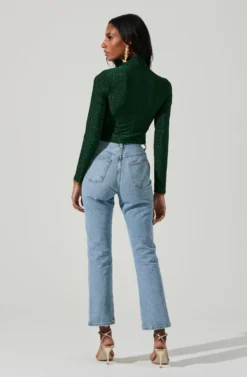 Crane Metallic Cutout Long Sleeve Top -Barbie Clothing Shop ACT17378 GREENMETALLIC 5 scaled