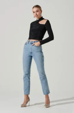 Crane Metallic Cutout Long Sleeve Top -Barbie Clothing Shop ACT17378 MIDNIGHTMETALLIC 1 scaled