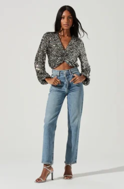 Nix Sequin Wrap Front Top -Barbie Clothing Shop ACT17381SE BLUEPINKMULTI 0269 scaled