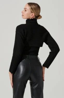 Soraya Turtleneck Shrug Sweater Set -Barbie Clothing Shop ACT17387 BLACK 4 scaled