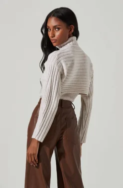 Soraya Turtleneck Shrug Sweater Set -Barbie Clothing Shop ACT17387 CREAM 5 scaled