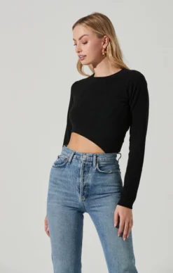 Zenni Cutout Midriff Long Sleeve Bodysuit