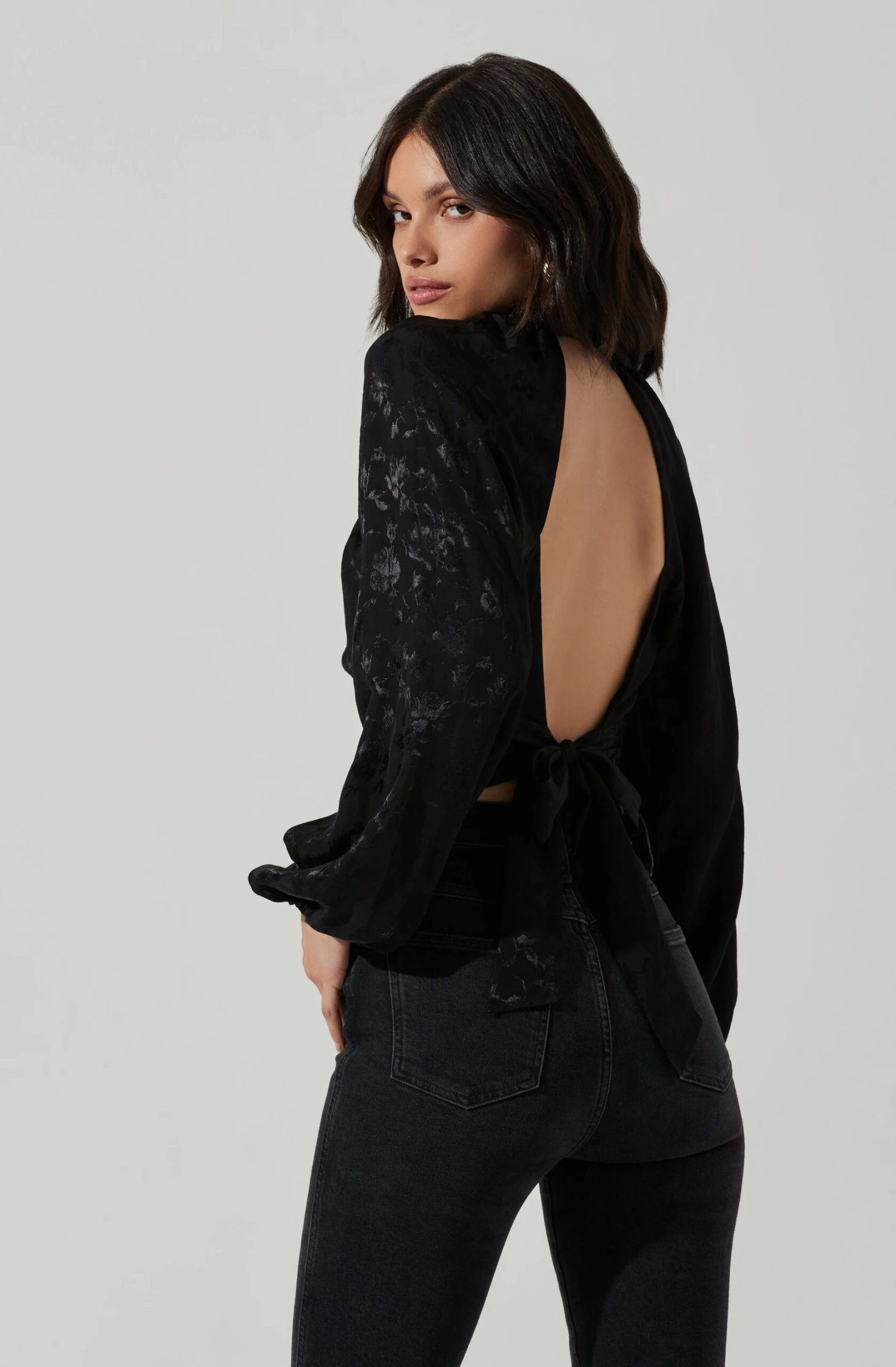 Betsy Floral Jacquard Cutout Long Sleeve Top 6 Betsy Floral Jacquard Cutout Long Sleeve Top - Image 6