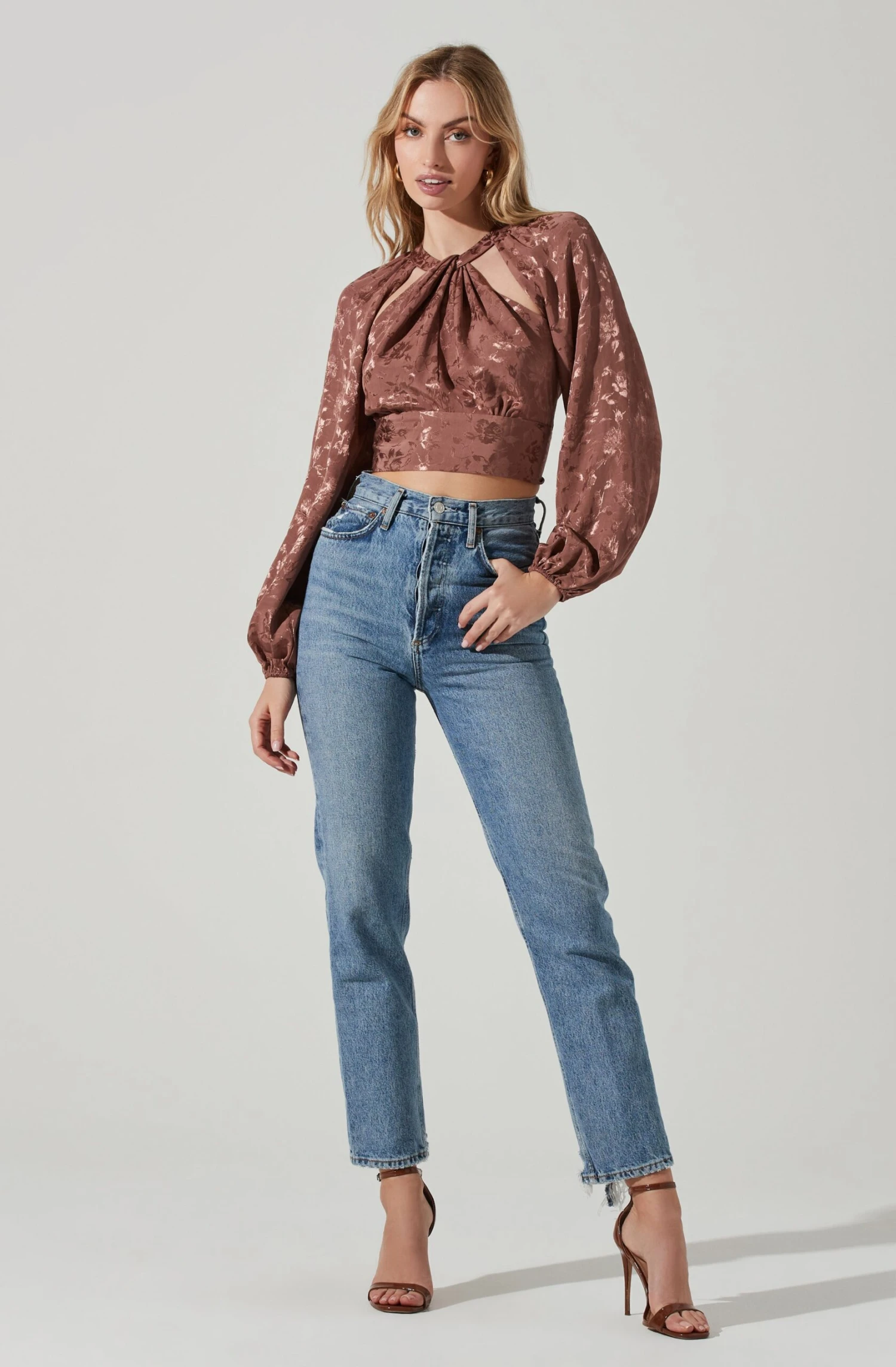 Betsy Floral Jacquard Cutout Long Sleeve Top 8 Betsy Floral Jacquard Cutout Long Sleeve Top - Image 8