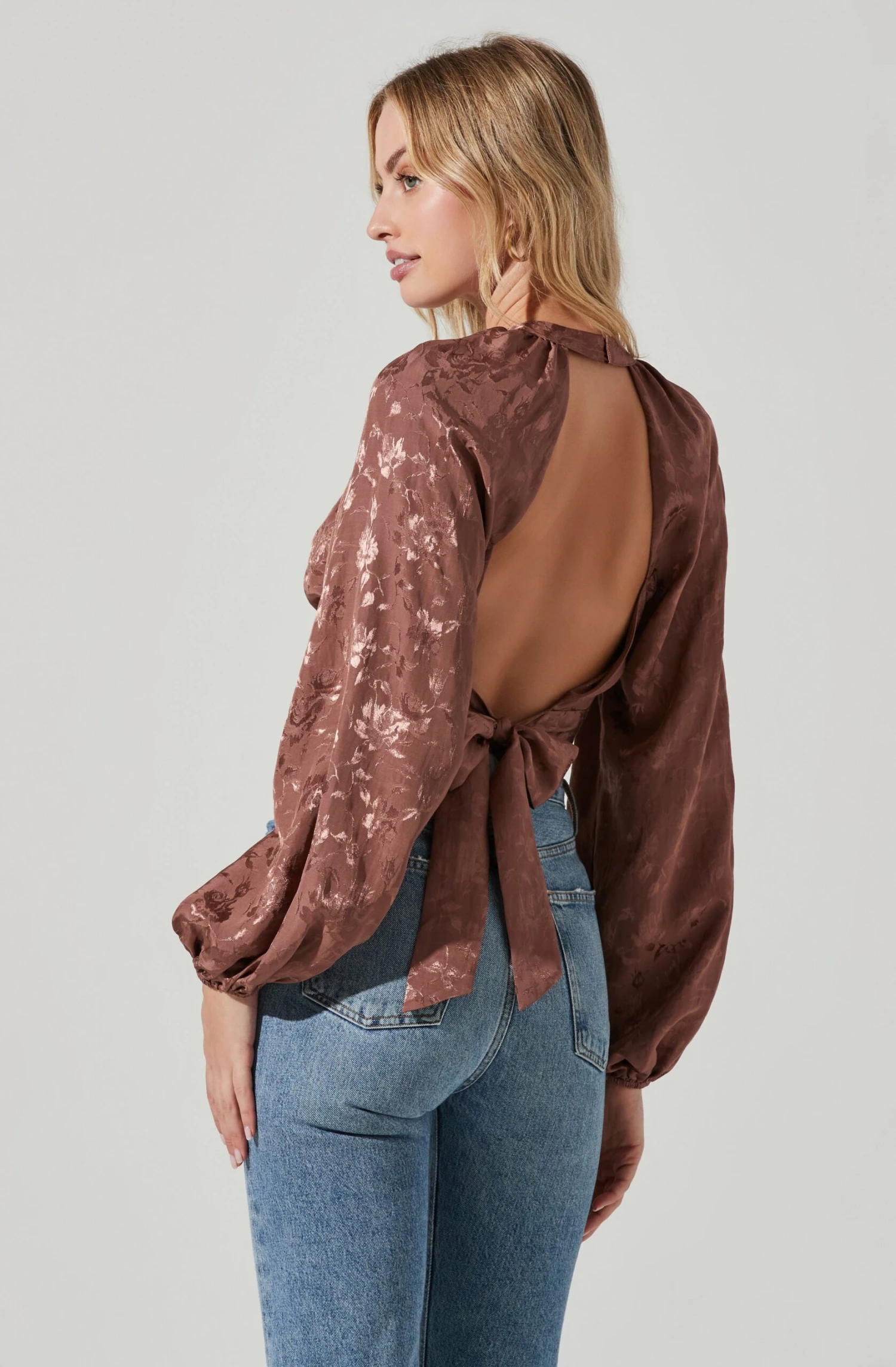 Betsy Floral Jacquard Cutout Long Sleeve Top 11 Betsy Floral Jacquard Cutout Long Sleeve Top - Image 11