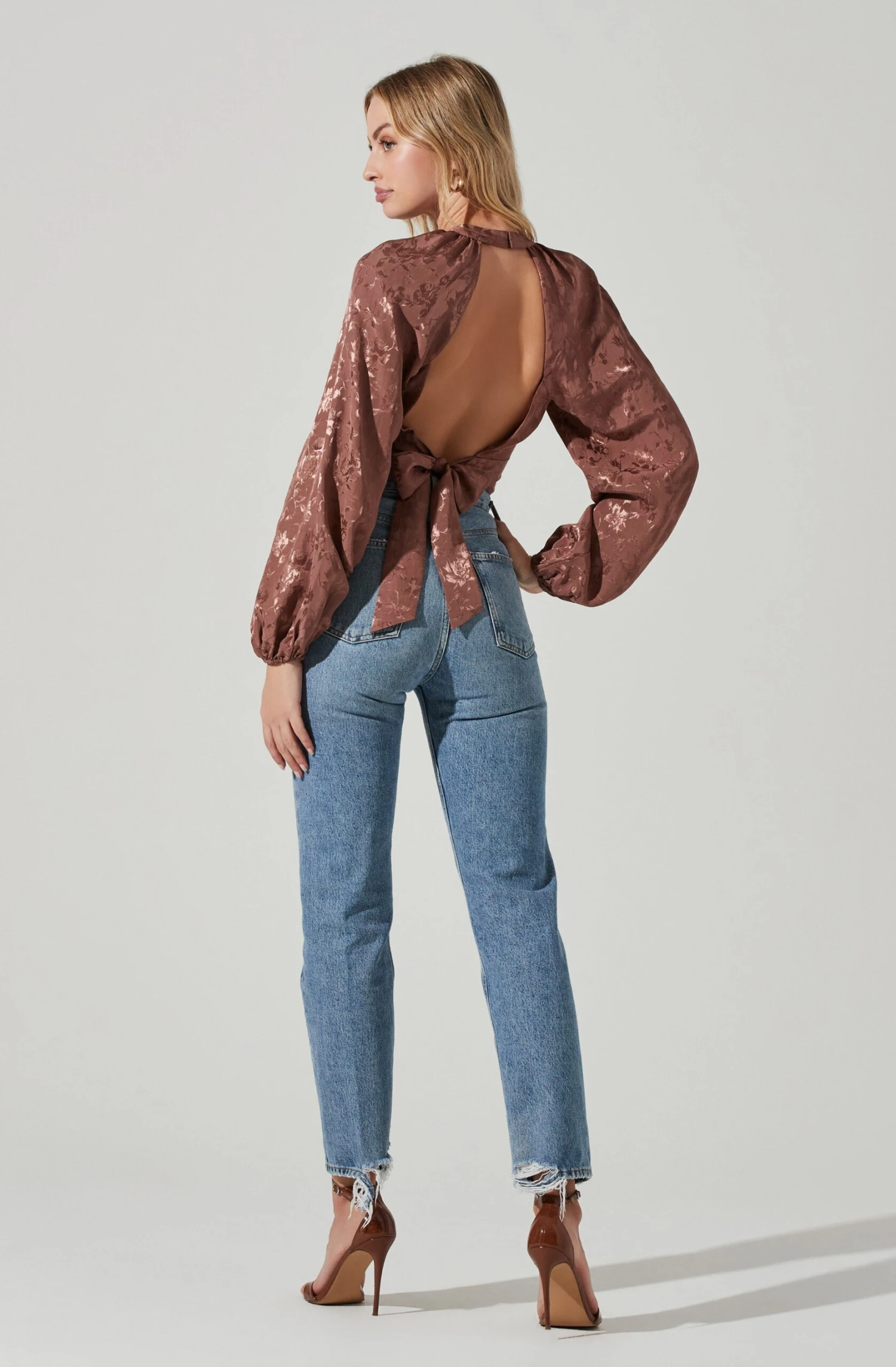 Betsy Floral Jacquard Cutout Long Sleeve Top 10 Betsy Floral Jacquard Cutout Long Sleeve Top - Image 10