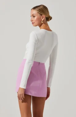 Rima Cutout Knot Front Bodysuit -Barbie Clothing Shop ACT17538 WHITE 5 scaled