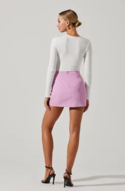 Rima Cutout Knot Front Bodysuit -Barbie Clothing Shop ACT17538 WHITE 6 scaled