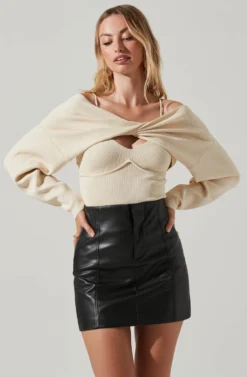 Martha Ribbed Knit Cami And Shrug Sweater Set 8 Martha Ribbed Knit Cami And Shrug Sweater Set -Barbie Clothing Shop ACT17605 CREAM 3 scaled