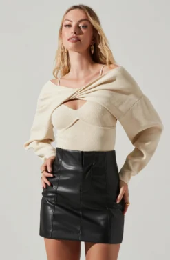 Martha Ribbed Knit Cami And Shrug Sweater Set