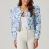 Alena Quilted Cropped Puff Sleeve Jacket