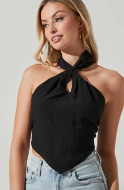 Kerensa Asymmetrical Halter Top -Barbie Clothing Shop ACT17768 BLACK 4 scaled