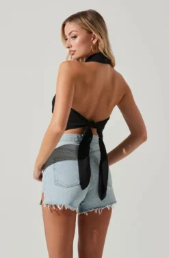 Kerensa Asymmetrical Halter Top -Barbie Clothing Shop ACT17768 BLACK 5 scaled