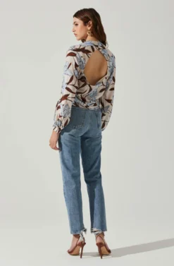 Veronica Floral Cutout Top -Barbie Clothing Shop ACT17833 BLUEFLORAL 6 scaled