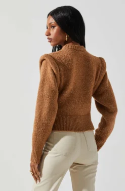Luciana Shoulder Detail Sweater -Barbie Clothing Shop ACT17841 CAMEL 5 scaled