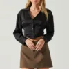 Millie Cropped Button Up Satin Top