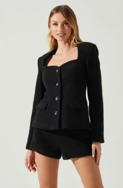 Rivka Fitted Sweetheart Blazer -Barbie Clothing Shop ACT17872 BLACK 4 scaled