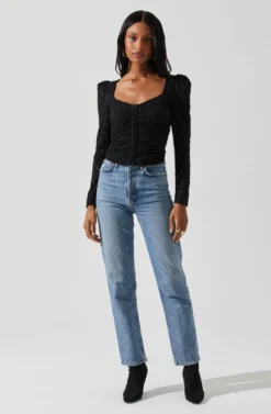 Leia Long Puff Sleeve Lace Top -Barbie Clothing Shop ACT17879 BLACK 2 scaled