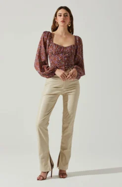 Penny Floral Puff Sleeve Top 9 Penny Floral Puff Sleeve Top -Barbie Clothing Shop ACT17882C BROWNPURPLEFLORAL 2 scaled