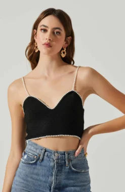 Kira Pearl Embellished Sweater Top -Barbie Clothing Shop ACT17886 BLACK 3 scaled