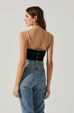 Kira Pearl Embellished Sweater Top -Barbie Clothing Shop ACT17886 BLACK 5 scaled