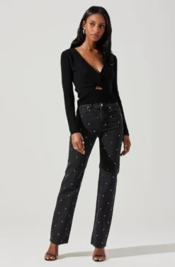 Rylee Twist Front Cutout Sweater -Barbie Clothing Shop ACT17919 BLACK 2 scaled