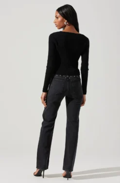 Rylee Twist Front Cutout Sweater -Barbie Clothing Shop ACT17919 BLACK 5 scaled