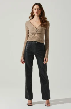 Rylee Twist Front Cutout Sweater -Barbie Clothing Shop ACT17919 TAUPE 1 scaled