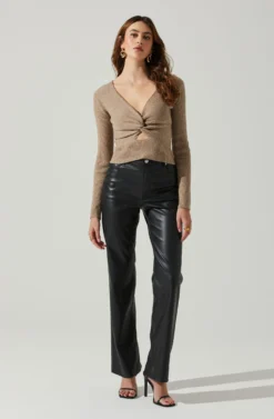 Rylee Twist Front Cutout Sweater -Barbie Clothing Shop ACT17919 TAUPE 2 scaled