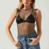 Julane Rhinestone Mesh Top
