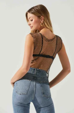 Julane Rhinestone Mesh Top -Barbie Clothing Shop ACT17938 BLACKSILVER 5 scaled