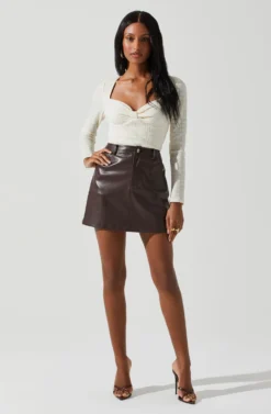 Ren Textured Sweetheart Long Sleeve Top -Barbie Clothing Shop ACT17975 CREAM 1 scaled