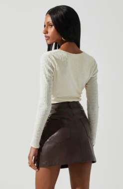 Ren Textured Sweetheart Long Sleeve Top -Barbie Clothing Shop ACT17975 CREAM 6 scaled