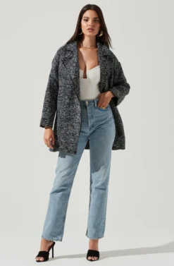 Oversized Marled Coat -Barbie Clothing Shop ALT13093 BLACK WHITE 1 scaled