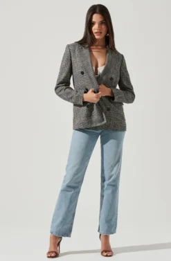 Double Breasted Blazer -Barbie Clothing Shop AT13579 BLACK WHITE 1 scaled