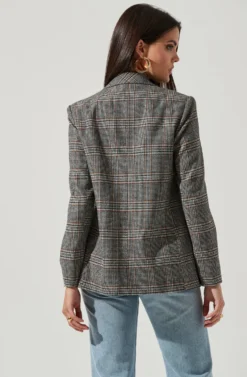 Double Breasted Blazer -Barbie Clothing Shop AT13579 BLACK WHITE 4 scaled