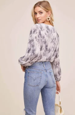 Pleated Surplice Long Sleeve Top -Barbie Clothing Shop AT15081B NEUTRAL TIE DYE 4 scaled