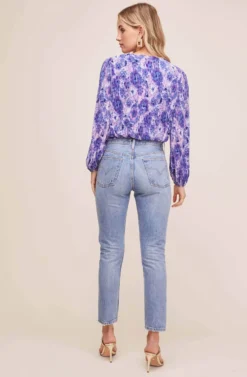 Pleated Surplice Long Sleeve Top -Barbie Clothing Shop AT15081B PINK PURPLE TIE DYE 5 scaled