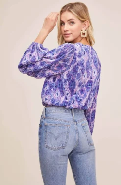 Pleated Surplice Long Sleeve Top -Barbie Clothing Shop AT15081B PINK PURPLE TIE DYE 6 scaled