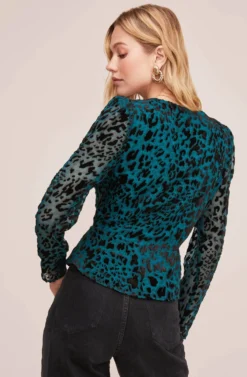 Burnout Leopard Wrap Top -Barbie Clothing Shop AT15511B TEAL BLACK LEOPARD 4 scaled