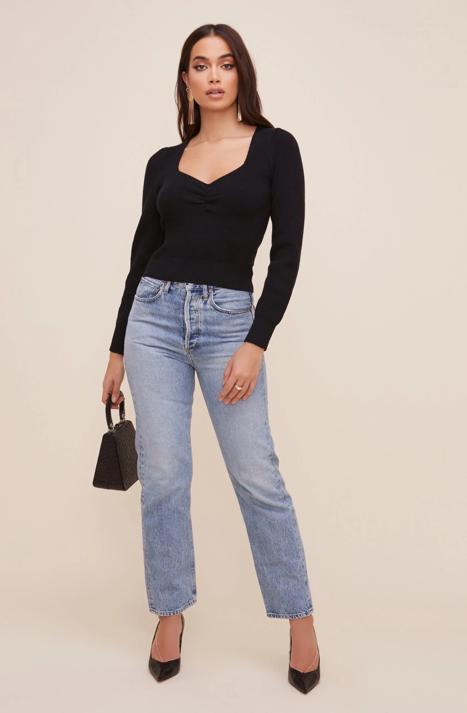 Long Sleeve Sweetheart Neck Cropped Sweater 13 Long Sleeve Sweetheart Neck Cropped Sweater - Image 13