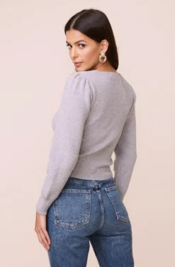 Long Sleeve Sweetheart Sweater -Barbie Clothing Shop AT15644 003 HEATHERGREY 3 scaled