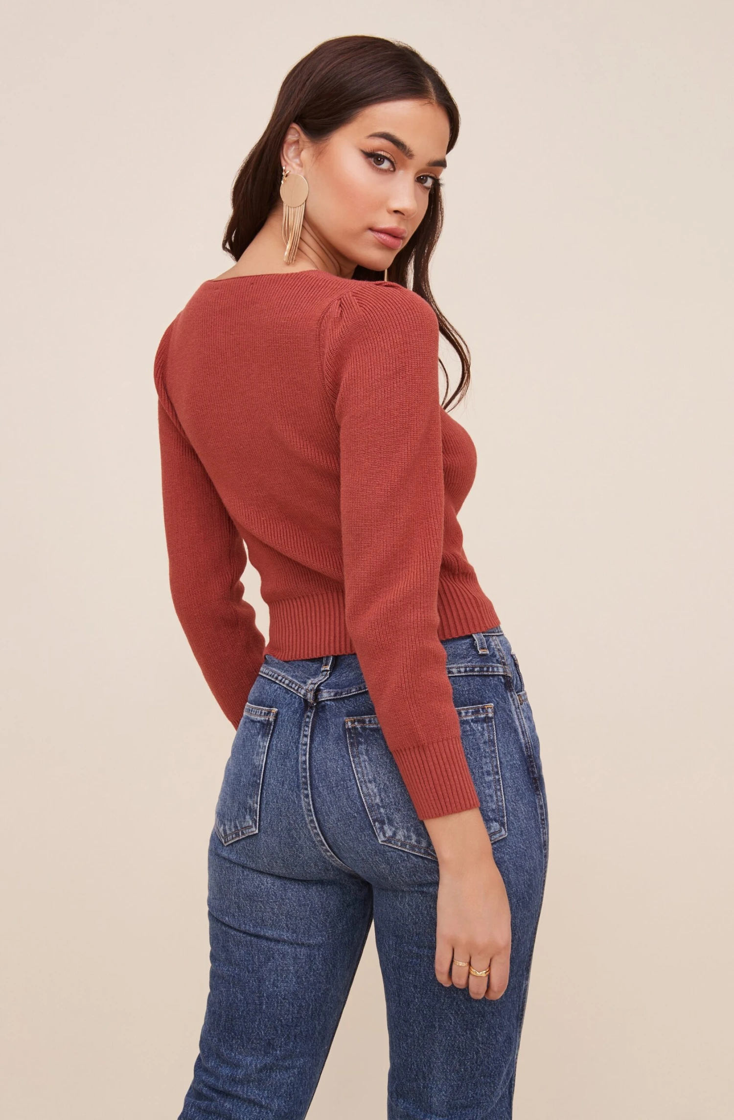 Long Sleeve Sweetheart Neck Cropped Sweater 9 Long Sleeve Sweetheart Neck Cropped Sweater - Image 9