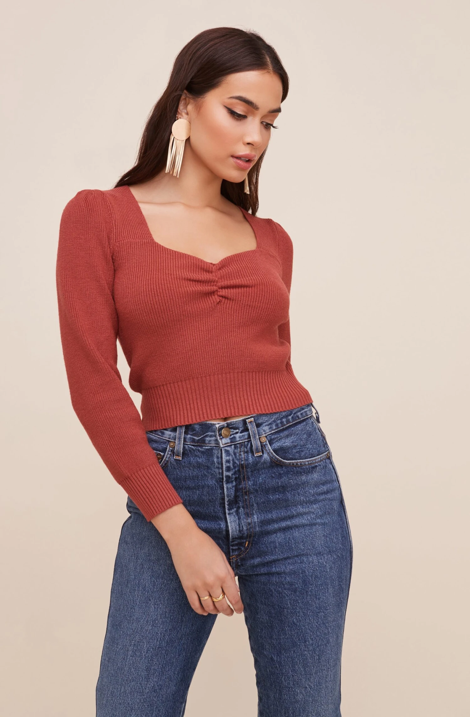 Long Sleeve Sweetheart Neck Cropped Sweater 10 Long Sleeve Sweetheart Neck Cropped Sweater - Image 10