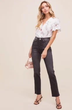 Flutter Sleeve Surplice Floral Top -Barbie Clothing Shop AT15688B WHITE PINK SKETCH FLORAL 1 scaled