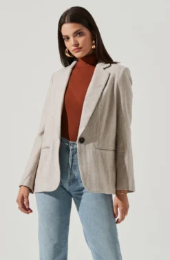 One Button Blazer -Barbie Clothing Shop AT16133 TAUPE 2 scaled