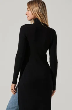 Hi Slit Turtleneck Sweater -Barbie Clothing Shop AT16295 BLACK 4 scaled