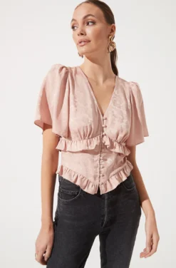 Short Sleeve Ruffle Hem Top